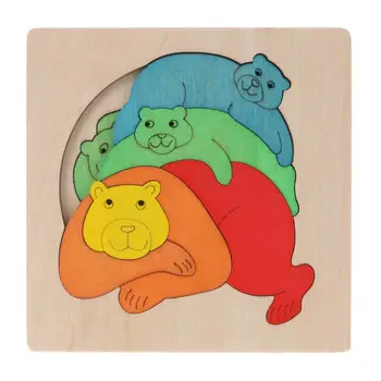 

Colorful Bear Multi-layer Wooden Puzzle Jigsaw Toy Educational Developmental Training Children Kids Animal Puzzles Learning Toys