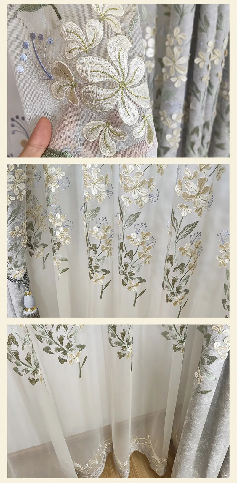 Роскошные тисненые вышитые тюлевые шторы для гостиной Жасмин цветок тюлевые шторы с орнаментом серые затемненные шторы WH032#30