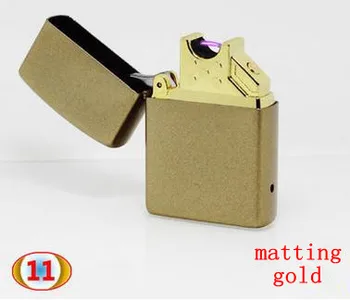 

High Quality Bronze Matting Colors Metal Cover Pulsed ARC Windproof Electronic Rechargable USB Flameless lighter