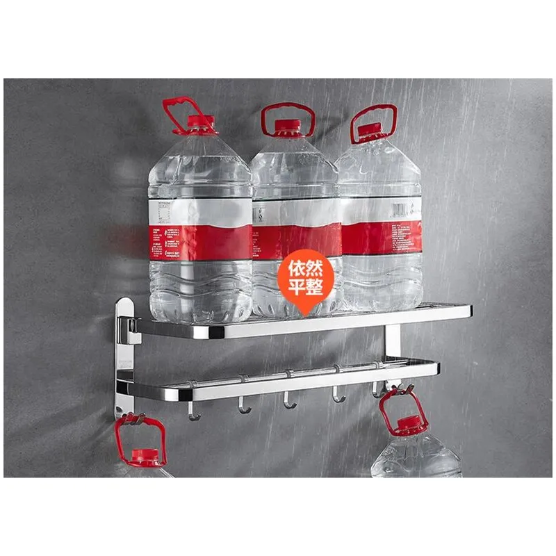 Günstig Nagel oder nagel kostenloser Handtuch Racks Badezimmer chrom finish faltbare Bad Handtuch Regale Handtuch Bar Bad Hardware doppel ebene mit haken