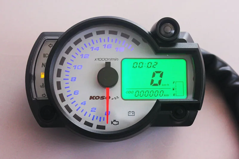 TKOSM, современный KOSO, 18000 об/мин, черный, белый, аналогичный ЖК-цифровой одометр для мотоцикла, спидометр, регулируемый, 7 цветов, 299 км/ч, мотоцикл