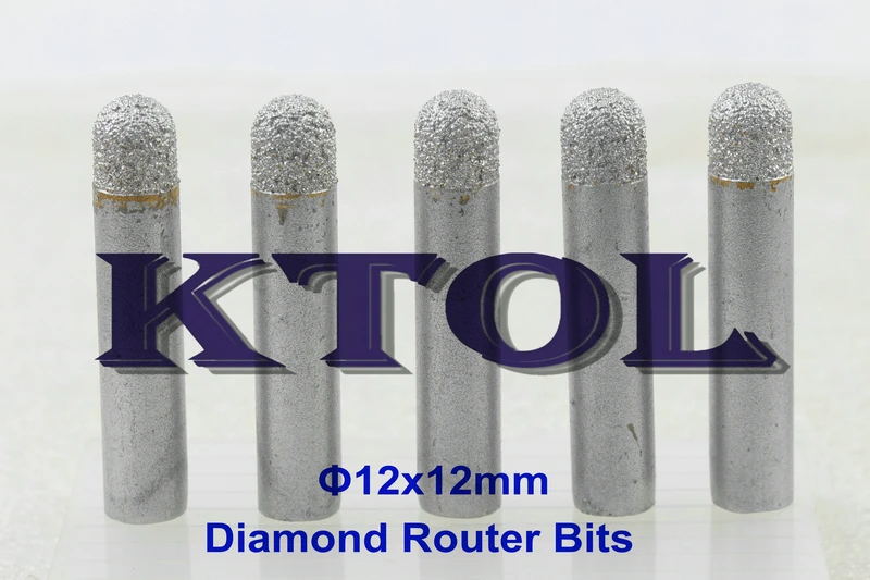 5pc 12mm Ball Nose Milling Cutter Diamond Router Bits for Stone Marble Carving Machine 3D Engraver Cutters End Mill CNC Tools