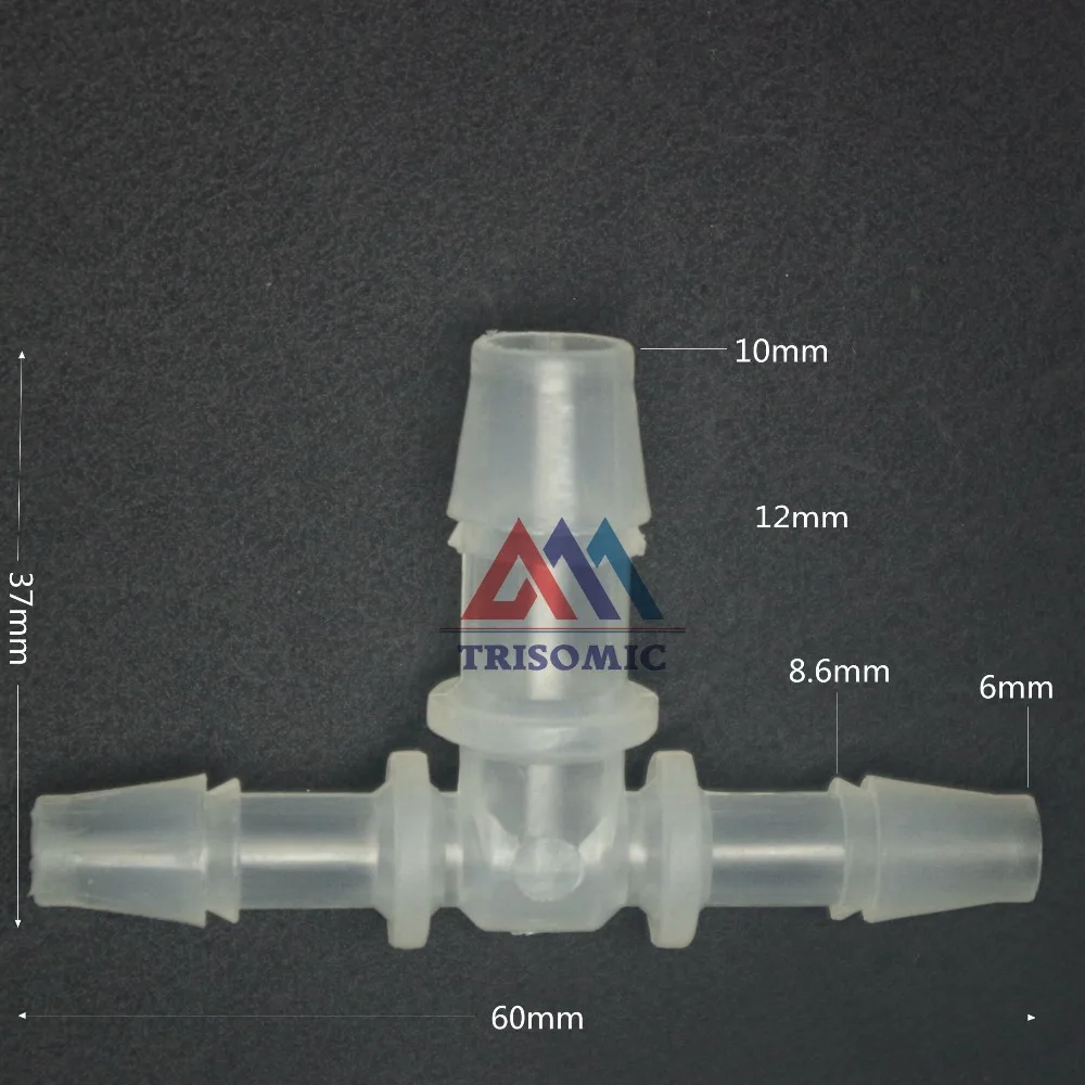 6mm*10mm*6mm T type Reducing Connector Tube Joiner Material PP Plastic