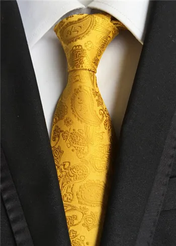 

SCST Brand New Corbatas Paisley Print 8cm Slim Gravata Mens Necktie Wedding Neckties Silk Ties For Men Tie Gold Cravate A008