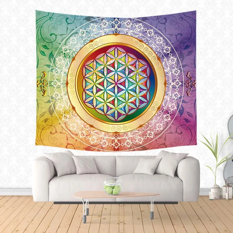 

Flower Of Life Hanging Tapestries Personalized Tapestry Decorative Wall Hanging Blanket Wall Carpet Yoga Mat Home Decor
