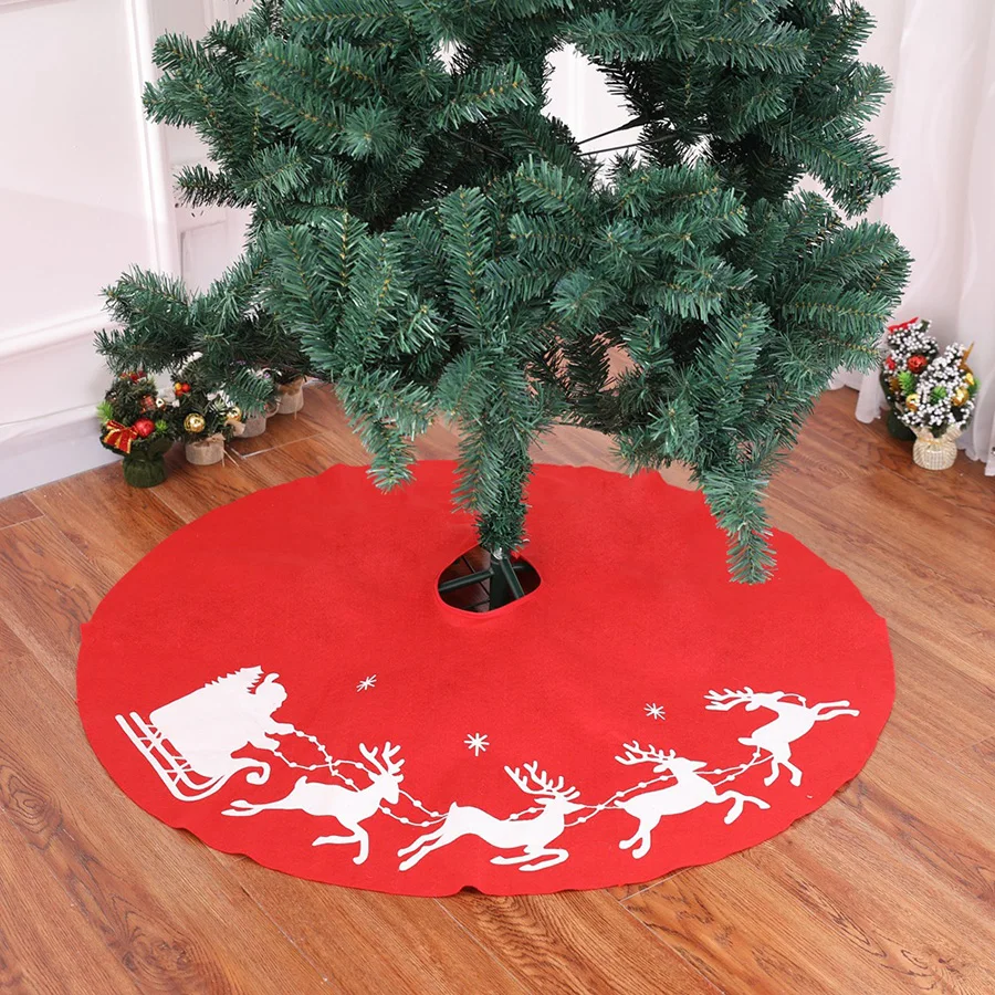 

New Year Christmas Elk Printed Tree Skirt 1m Christmas Tree Skirt Christmas Decoration for Home Venue Props Navidad Natal