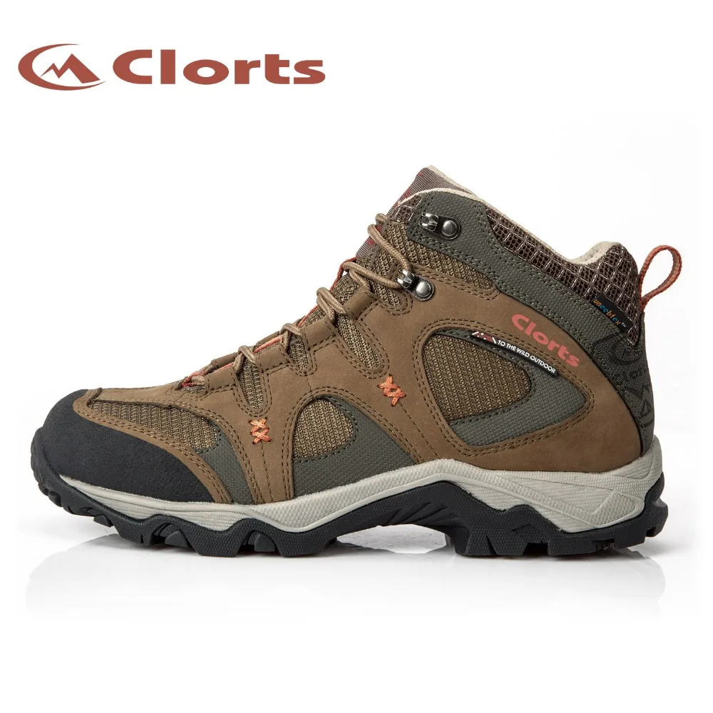 Clorts New Arrival Quality Nubuck Waterproof Hiking Boots Mid-cut Mountain Outdoor Sneakers EVA Hiking Shoes HKM-820A