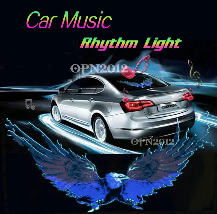 

Universal 50x25cm Eagle Sticker Car Tail Music Disco Sound Activated Neon Lamp Led Sheet Sticker Decoration Rhythm Light #2294