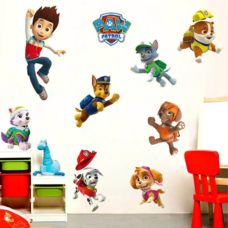 

Paw Patrol Dogs 3d Sticker WallpaperJuguete Kids Room Stickers Decoration PVC Action Figure Children Anime for Wallpaper SS36