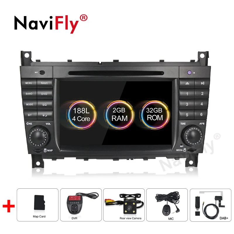 

Navifly Android9.1 RDS DVR DAB+ Car DVD multimedia player for Mercedes W203 android C200 C230 C240 C320 C350 CLK W209