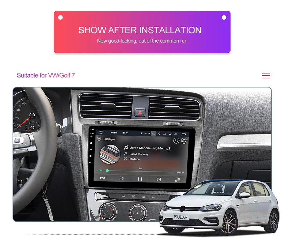 Isudar автомобильный мультимедийный плеер 1 Din DVD Automotivo Android 9 для VW/Volkswagen/Golf 7 радио gps четырехъядерный ОЗУ 2 Гб ПЗУ 16 Гб DVR FM