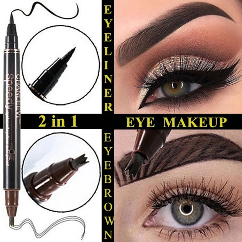 

Durable 2 in 1 Liquid Eyebrow Pencil Fork Tip Sweat-proof Tattoo Pen Eye Makeup Tools Longlasting Waterproof Beauty Cosmetic