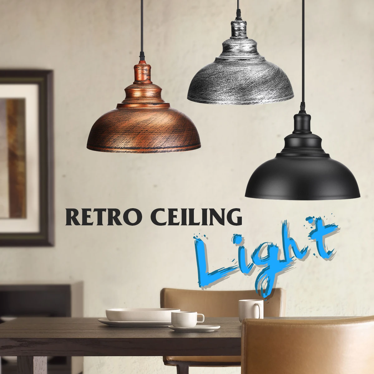  Vintage Edison Light Cover Lampshade E27 Industrial Retro Lamp Base Loft Iron Pendant Lights Holder - 32778418994