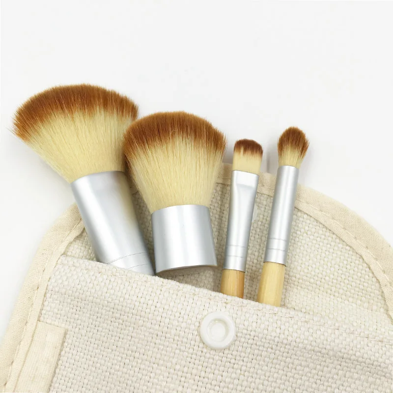 travel size bamboo 4 piece makeup brushes set fashion brand eco