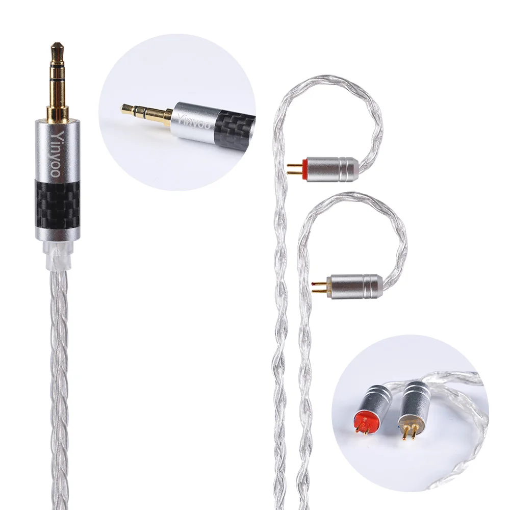 Yinyoo 8 Core Pure Silver Cable 2.5/3.5/4.4mm