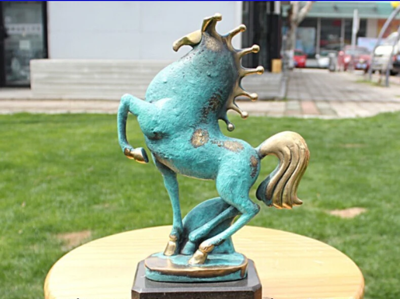 

Chinese Folk Bronze Copper Marble Art Decoration Abstract Horse Statue Sculpture