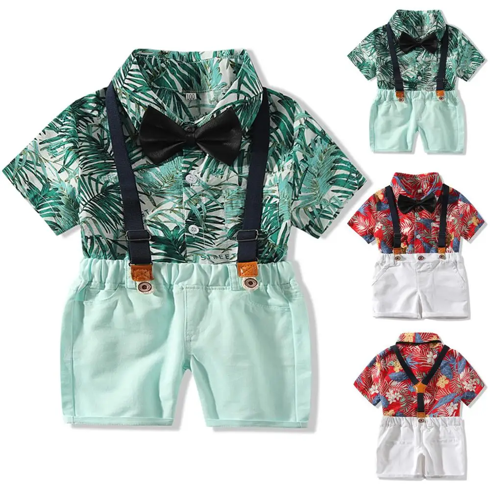 

Infant Baby Boys Clothes Sets Gentleman Tops T-shirt Suspenders Strap Shorts Set Outfits