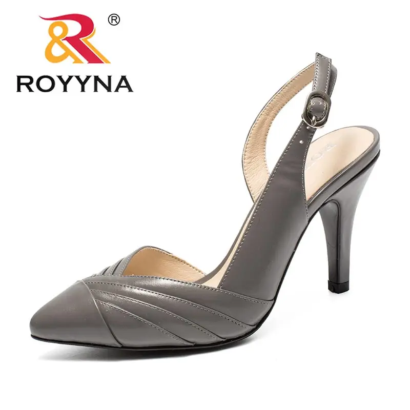 ROYYNA/Новые элегантные стильные женские туфли-лодочки; женские модельные туфли с острым носком; женские свадебные туфли на высоком тонком каблуке; удобные большие размеры - Цвет: GRAY