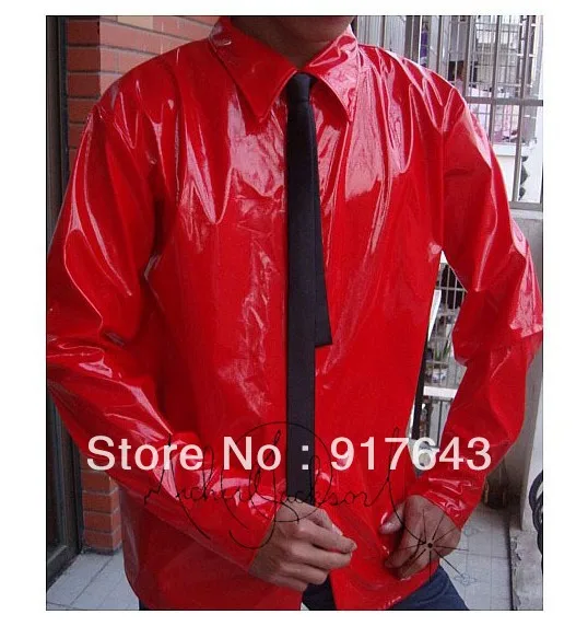 CLASSIC!!! MICHAEL JACKSON 99 DANGEROUS RED PVC SHIRT WITH TIEin