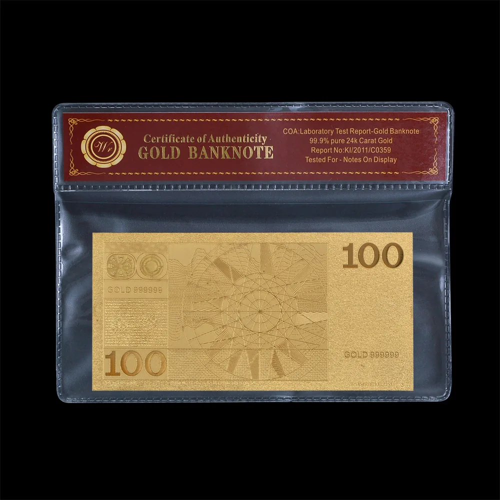 Оптовые продажи позолоченные банкноты с золотом 100 Гульден поставляются COA *