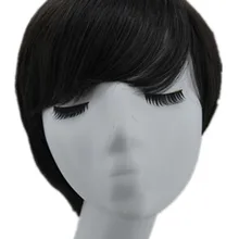 Черный парик Fei-Show синтетические короткие волнистые волосы Термостойкое волокно мужской/женский костюм для Хэллоуина Косплей наклонная челка шиньон