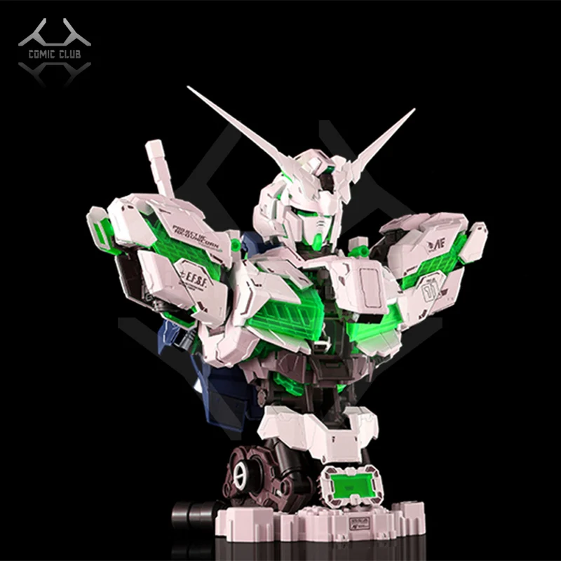 

COMIC CLUB INSTOCK YIHUI model assembly Gundam unicorn green bust model 1:35 contain led light action figure toy
