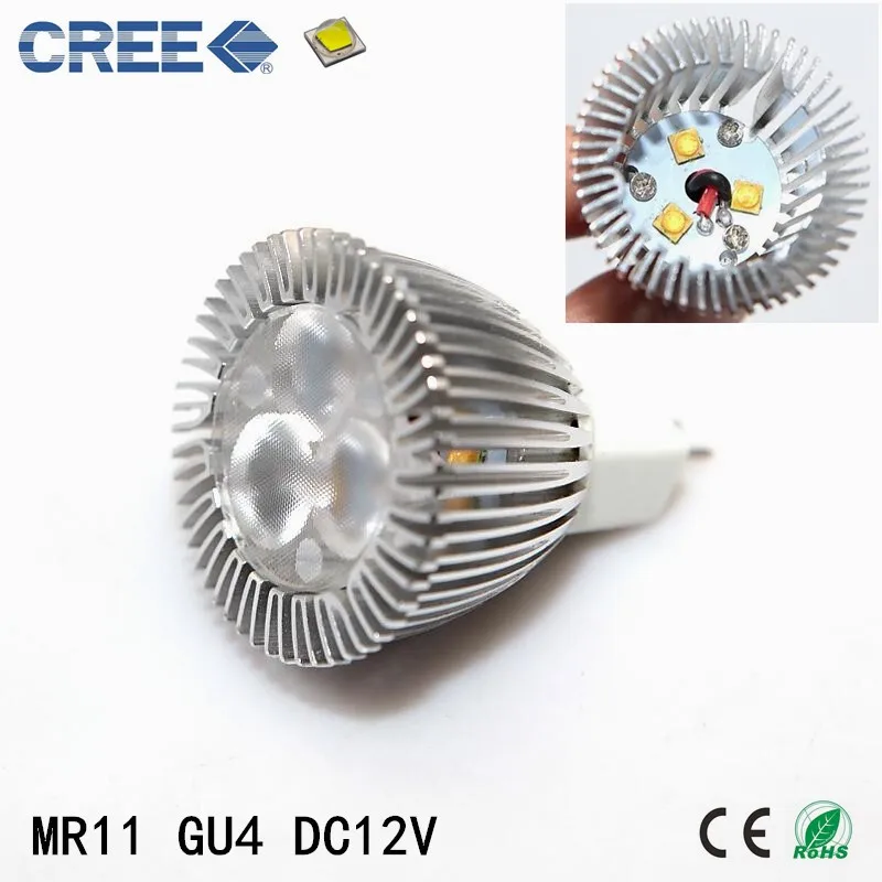 Супер яркий MR11 GU4 3 Вт 3x1 Вт CREE Светодиодный точечный светильник с регулируемой яркостью DC12V теплый белый холодный белый GU4 светодиодный светильник