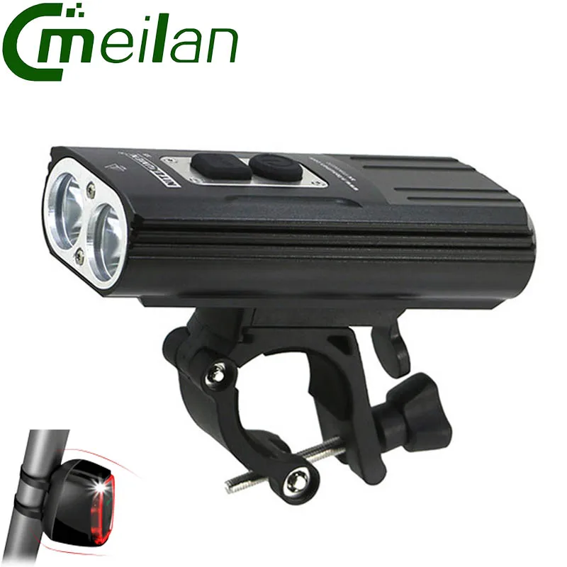

Bicycle Light Headlights led 2*XM-L2 Flashlight Front lights Cycling lights&Meilan X6 Rear Tail light 16 LED USB Rechargeable