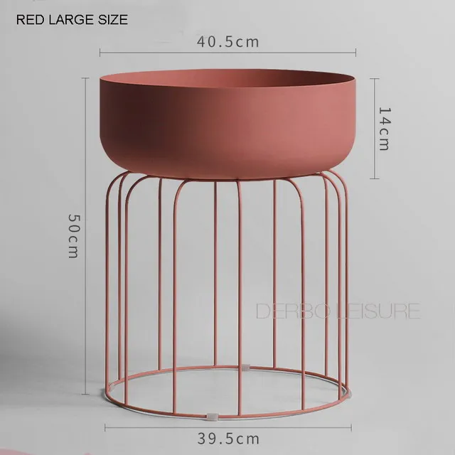 Современный классический дизайн Лофт металлическая напольная стойка боковая Цветочная полка для хранения растений, роскошные модные популярные декоративные стойки 1 шт - Цвет: Red Large