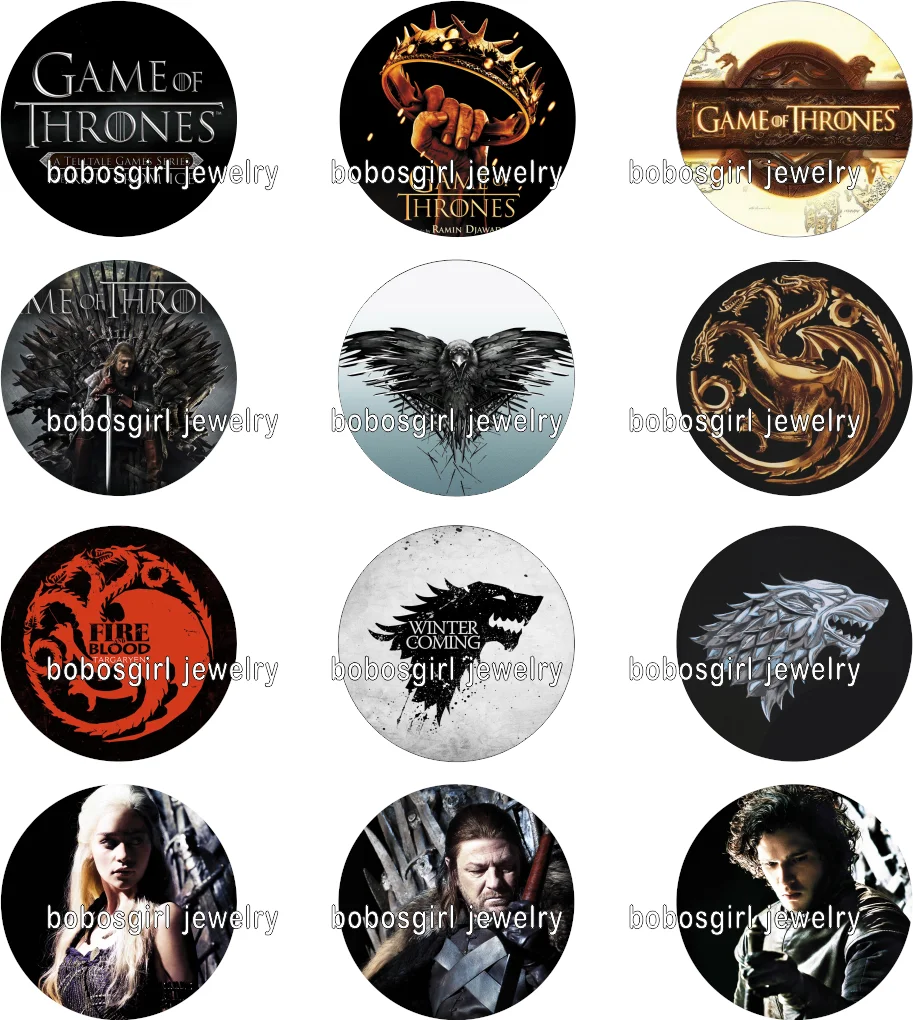 

Game Of Thrones galss snap button Jewelry photo Round cabochon flat back for Women Gl432