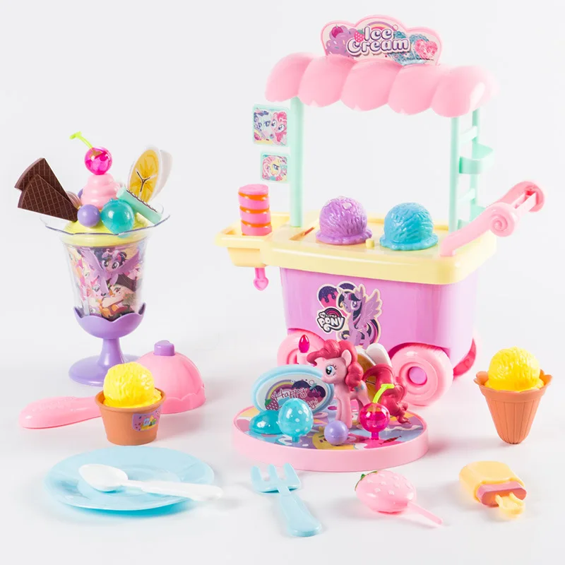 

[New]Simulation Funny Kitchen cooking pretend toy ice cream dessert cart set Lighting Play house toys for children best gift