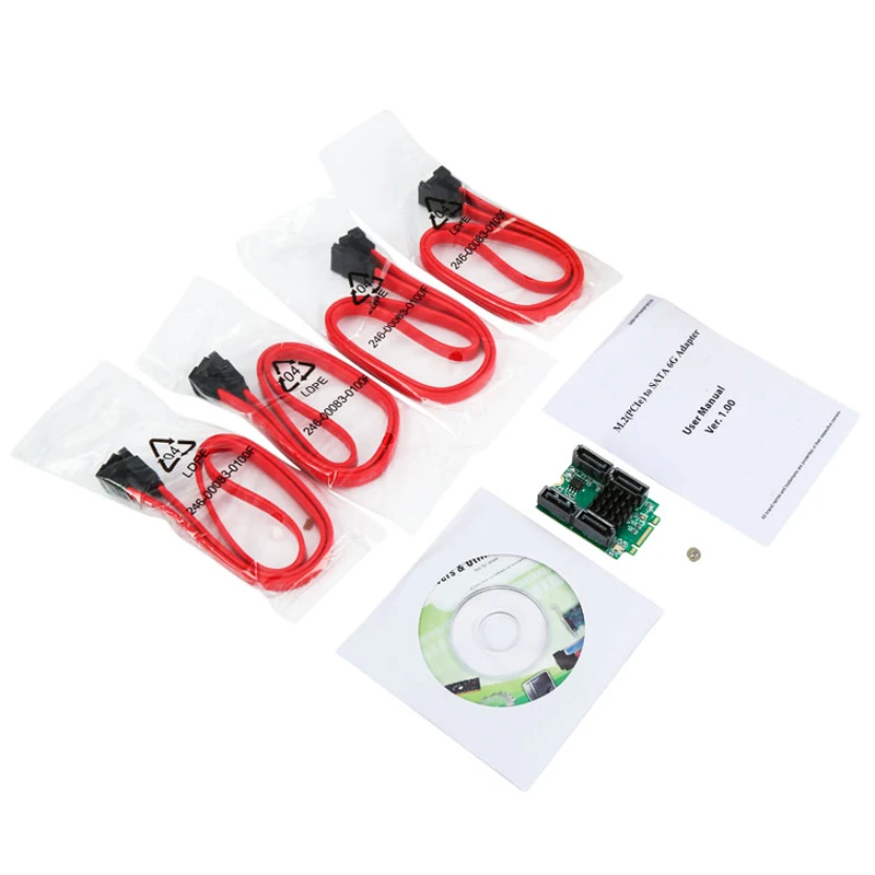  M2 Zu 4 Ports SATA 30 Controller Karte B + M key (PCI-e) NGFF zu Quad 7Pin SATA 6 GB SSD slots adap