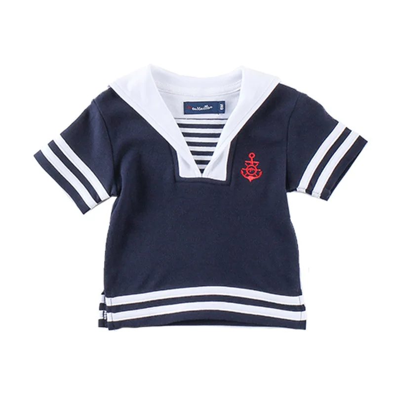 

Boys T-shirts Summer Navy Style Baby Boy Girl T Shirt Striped Handsome Children Tops Casual Kids Clothes Toddler Boy Clothing