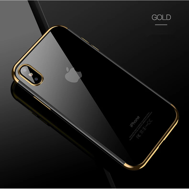 

luxury For iPhone 6 6S 7 8 Plus TPU Rose Gold Plating Crystal Clear Case For iPhone X XS MAX XR XS Clear Silicone Case