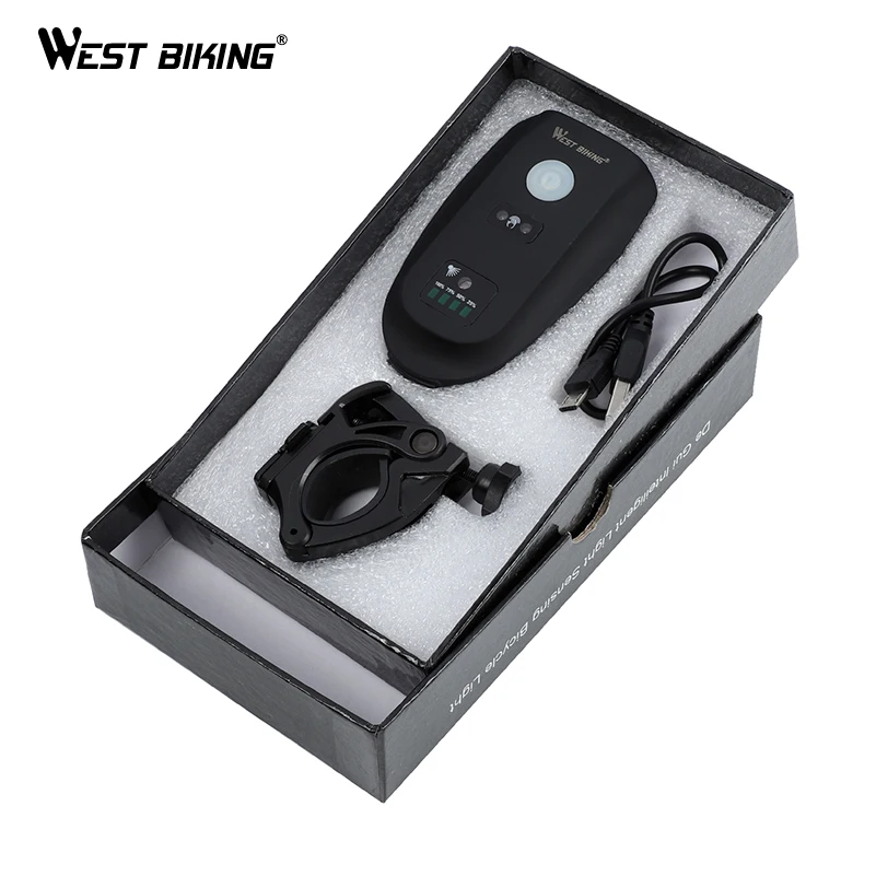 Cheap WEST BIKING 350lm Bike Front Light 1200mAh Induction Bicycle Flashlight USB Rechargeable Bicycle Waterproof Torch Headlight 2