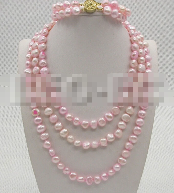 

free shipping 12598 baroque light pink pearls necklace 2row bracelet set (A0423)
