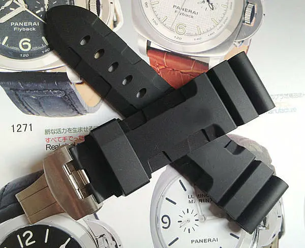 

Men Silica Dust Watch Band, Butterfly Buckle Watch Band, 24MM 26MM Black Silicone Watchbands , Natural Rubber Strap For PAM Band