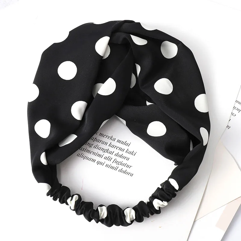 Charm Dot Cross Bowknot Women Hairbands Elastic Hair Accessories For Girls 5 Colors Popular Style Summer Beaches Dress Headwear