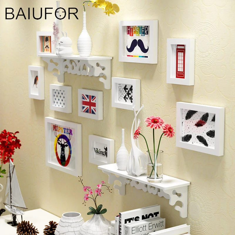 

BAIUFOR Modern Europe Photo Frame Family Wooden Picture Frame Sets,Round Picture Frames For Wall Paintings Framework Home Decor
