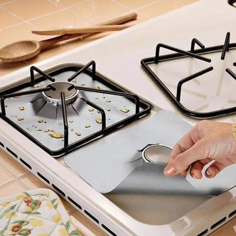 4 шт. кухонная защита газовых плит защитные колпачки для газовой плиты вкладыш Pad антипригарная алюминиевая посудомоечная машина безопасная защитная пленка многоразовая защитная накладка