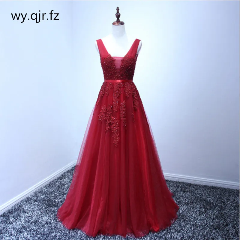 

HJZY03#Plus size Wine Red Grey Pink Lace Long Bridesmaid Dresses Wedding Pary Dress Gown Prom Wholesale Fashion Women Clothing