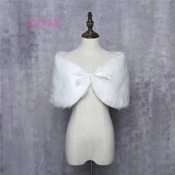 

2019 Wedding Shawl Shrug Boleros Ivory Bridal Wraps Winter Wedding Cape Faux Fur Elegant Ladies Evening Jackets