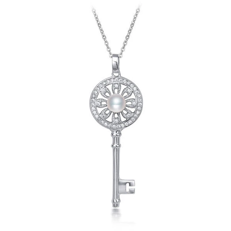 

DMCPFP029 5-6MM Key Shape Pearl Pendant Necklace Alloy Pendant Necklace Women Gift