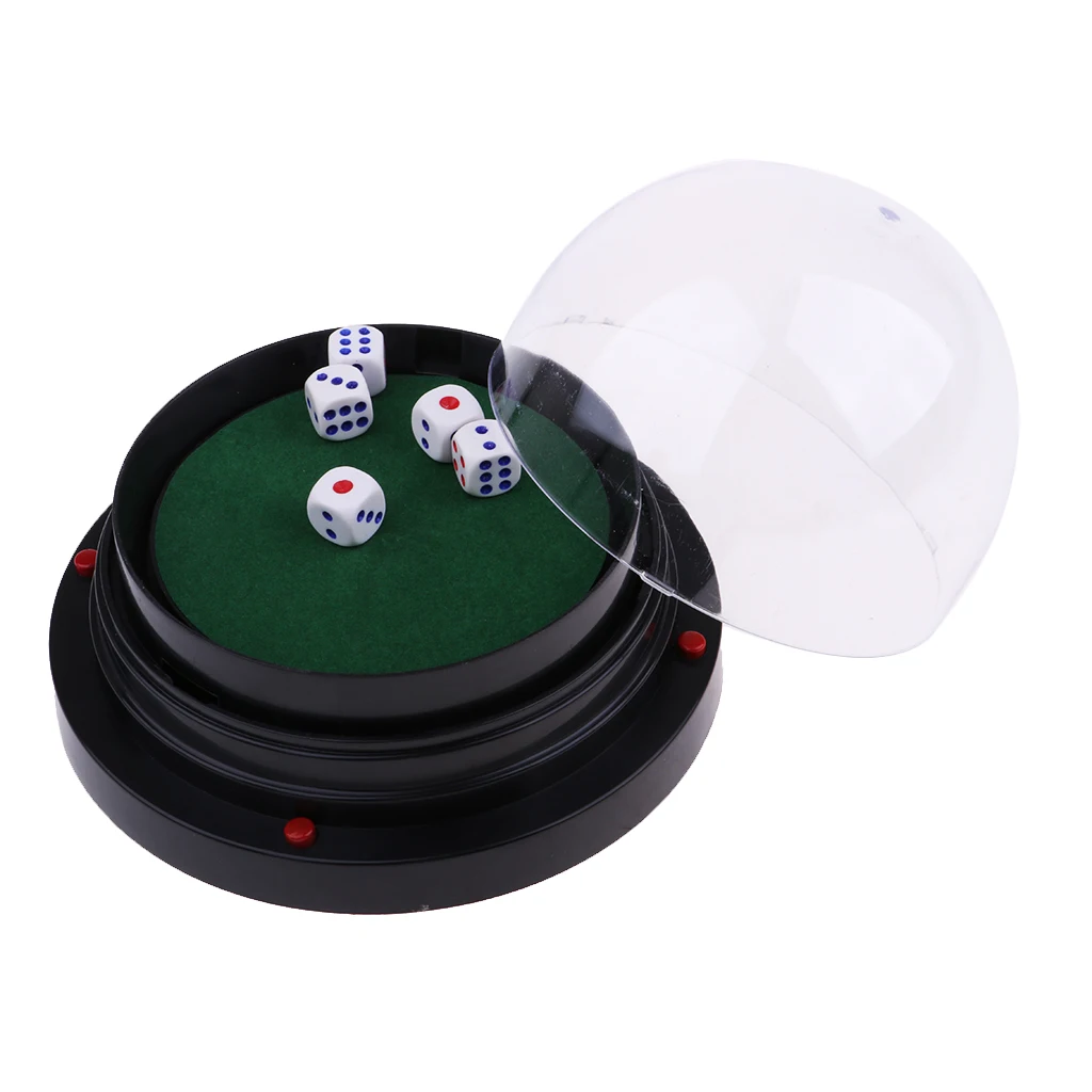 Perfeclan Black Plastic Electric Dice Cup with 5pcs Dice Gambling Party Game Fun Dices Automatic Dice Roller Cup