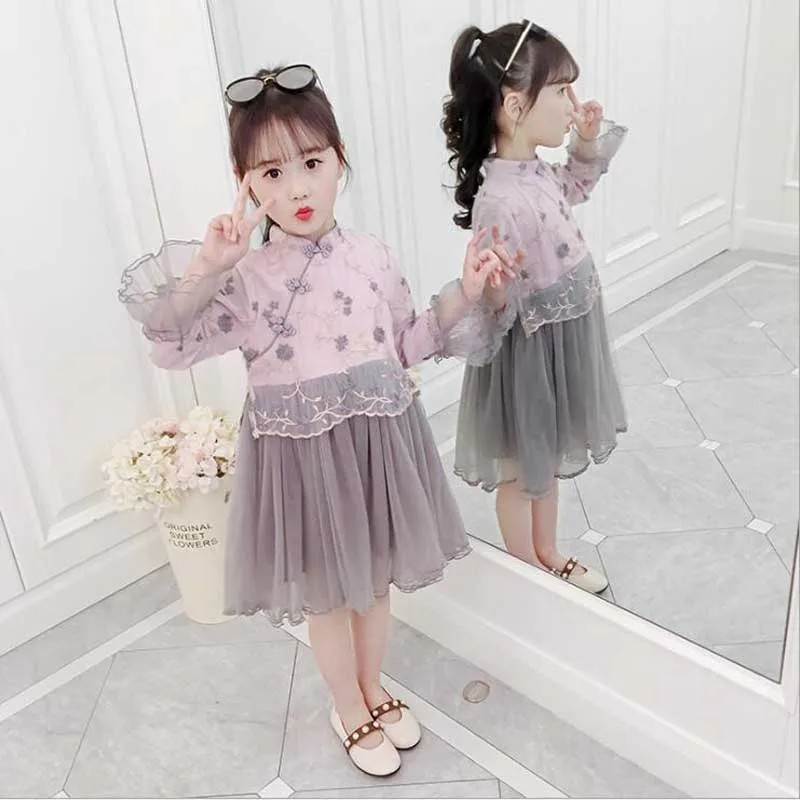 

Vintage Flower Girls Dress for Wedding Evening Children Princess Party Pageant Long Gown Kids Dresses for Girls Formal Clothes