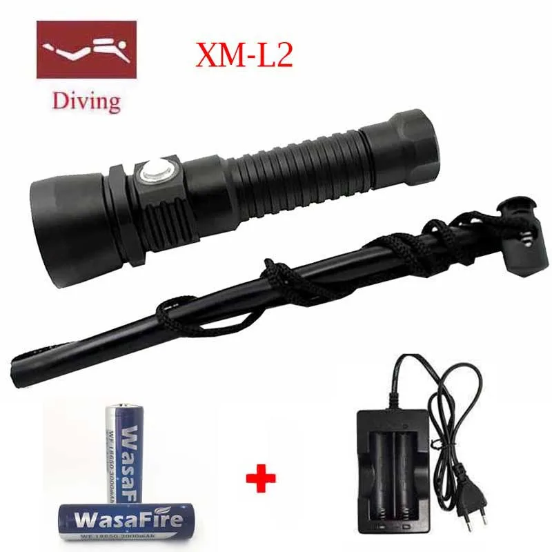 

LED diving flashlight white Lighting 5000Lumen XM-L2 LED Diving Flashlight Underwater 100M waterproof Torch lanterna tatica