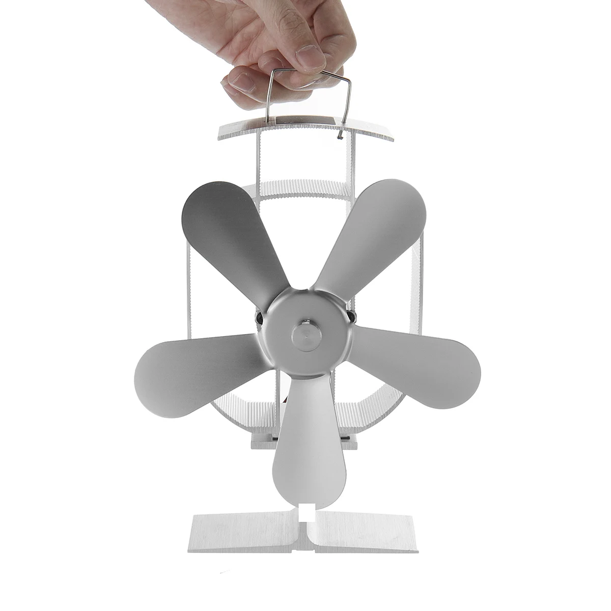 

Stove Fan 4 Blade Fireplace Fan Heat Powered komin Wood Burner Eco Fan Friendly Quiet Home Efficient Heat Distribution Silver
