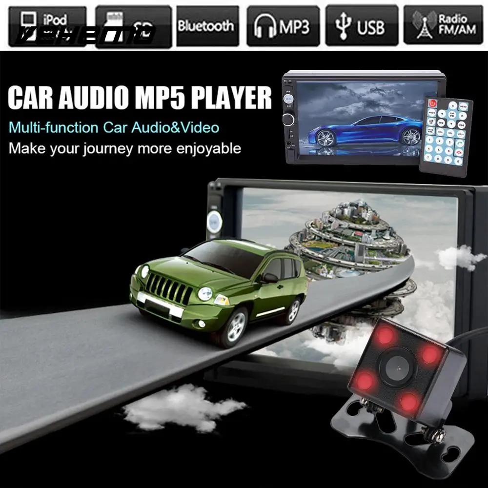 

Vehemo with Rear Camera In-Dash Audio Video Player MP5 Player Car Electronics Car MP5 USB 2.0 Hands-Free Premium Bluetooth