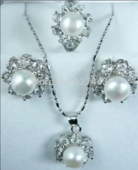 

Wholesale Fancy White Pearl Necklace Earrings Ring Set (A0423) -Bride jewelry free shipping