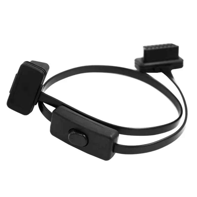 

5pcs/Lot!OBD II extension cable with switch Flat Thin As Noodle 16PIN OBD2 Cable with Switch Auto Scanner Connector OBD Socket